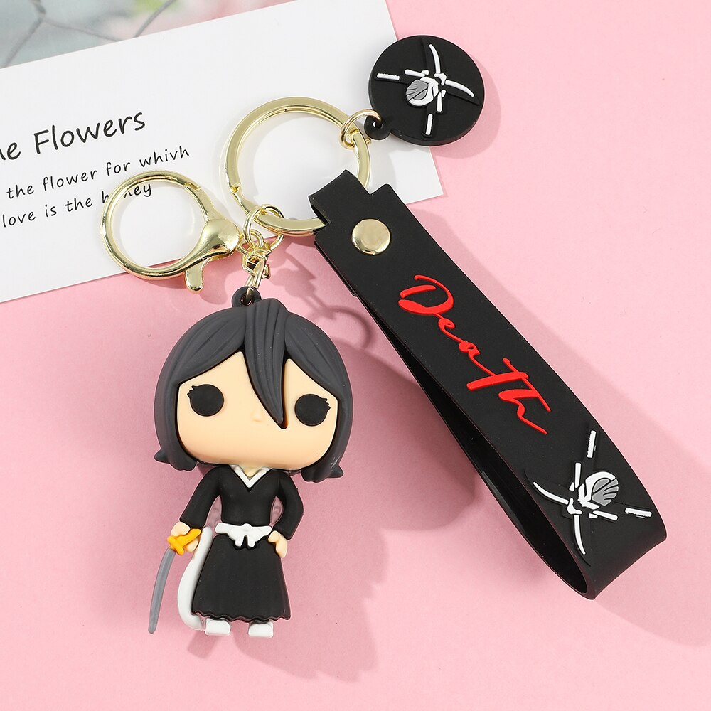 Japan Anime BLEACH Figure Kurosaki Ichigo PVC Model Keychain Backpack Ornament Keyrings Car Pendant Key Holder 2 - Bleach Store